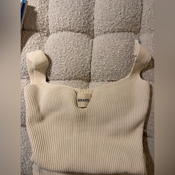 KHAITE The Yves Cream Ribbed Bodysuit - Picture 9 of 9